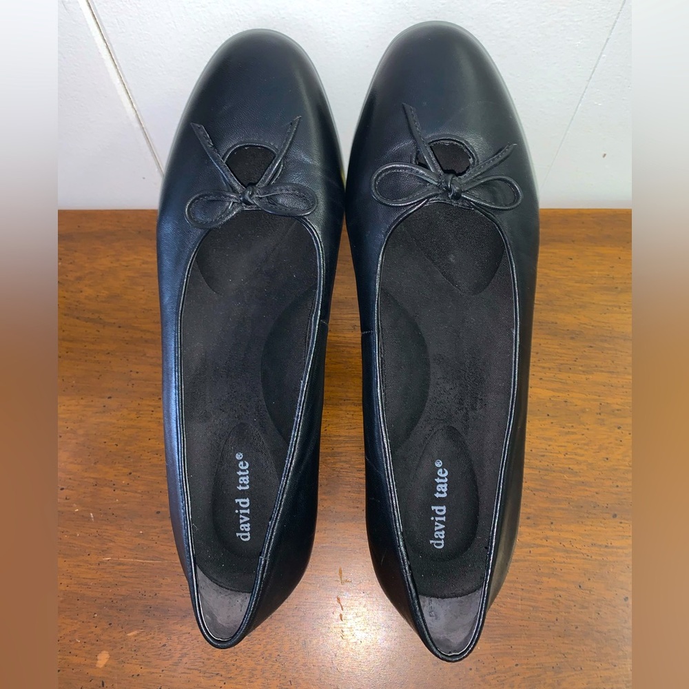 David Tate Black Flats with Bow Detail